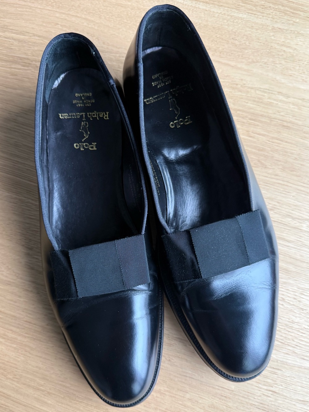 Rare Polo Ralph Lauren Benchmade England Tuxedo Pumps Black Leather 9.5 D
